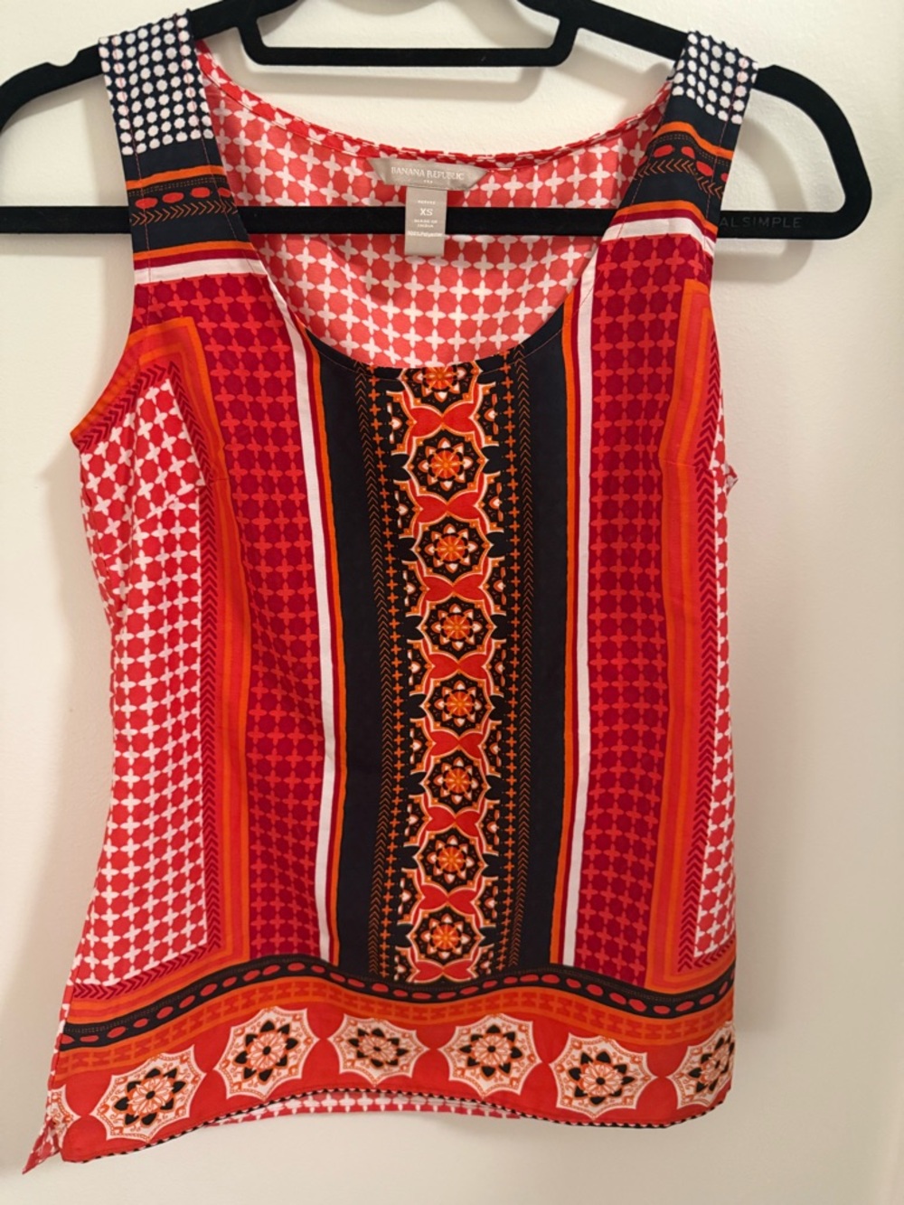 Banana Republic Red, Orange & Black Printed Sleeveless Tank